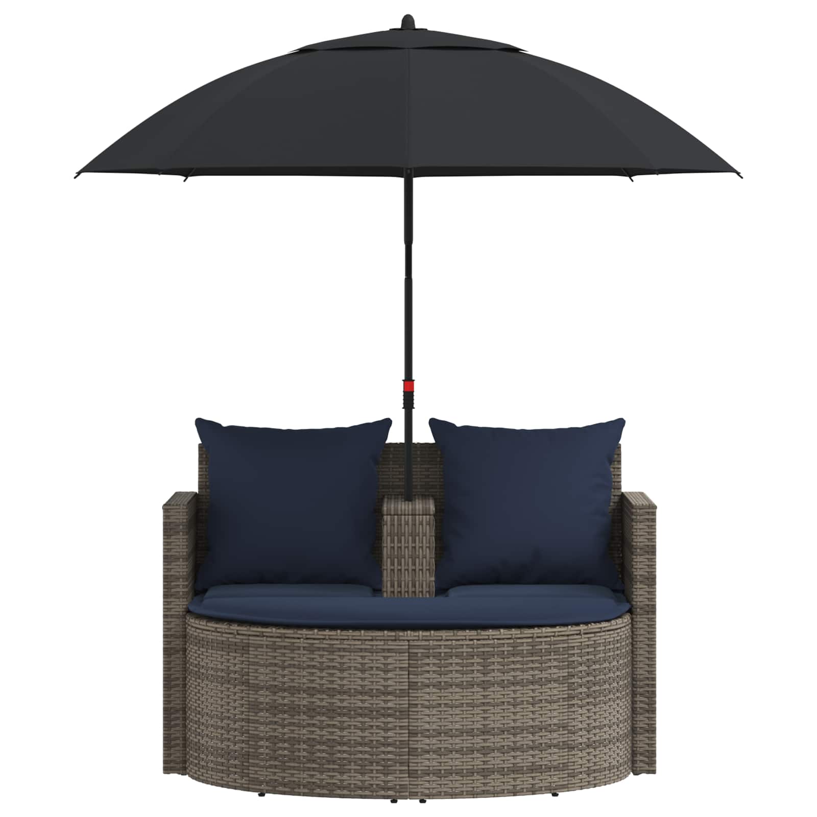 Tuinbank met kussen 8 pcs Grijs en Marineblauw poly rattan is nu te koop bij PeponiXL, paradijselijk wonen!
