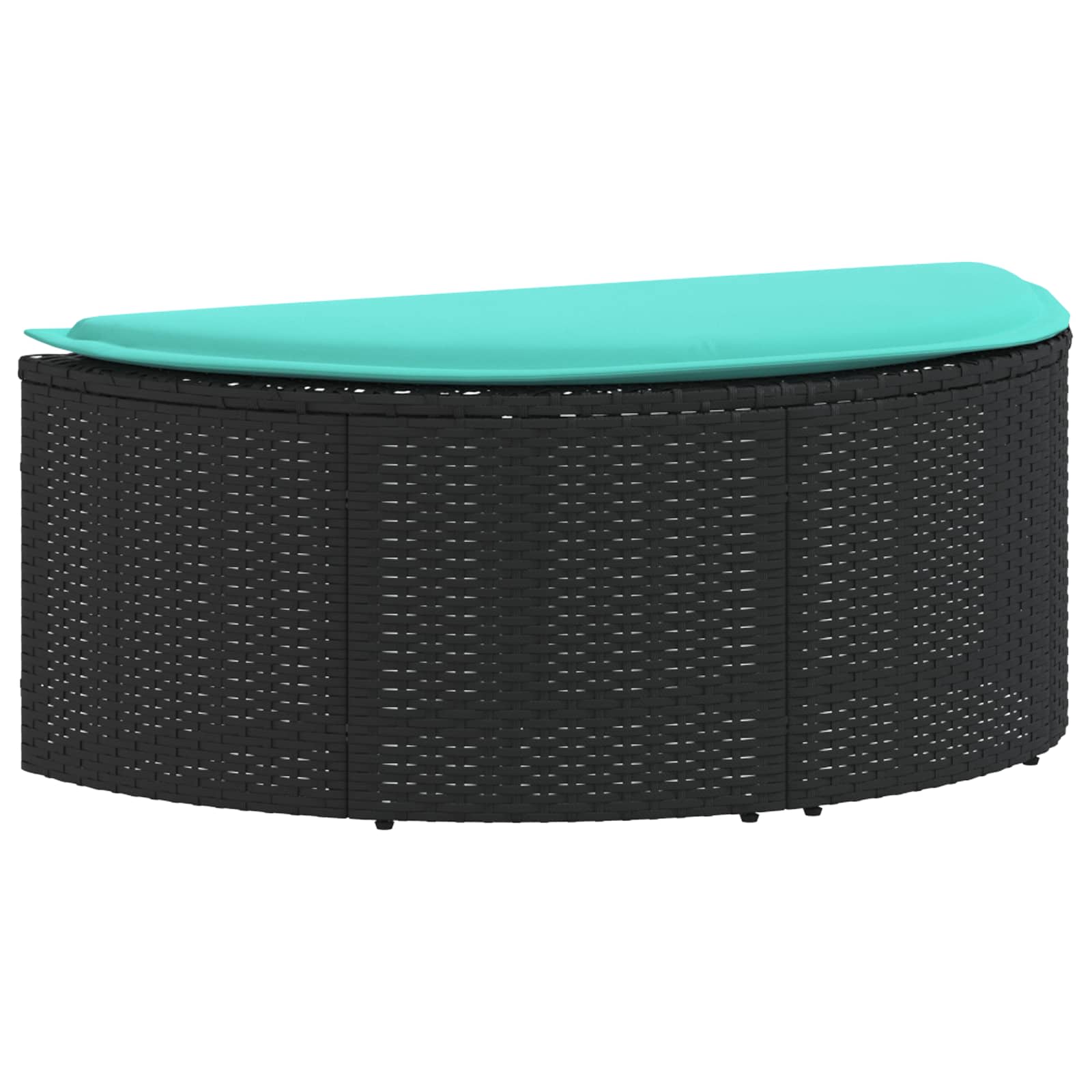 Tuinbank met kussen 8 pcs Zwart en Turquoise poly rattan is nu te koop bij PeponiXL, paradijselijk wonen!