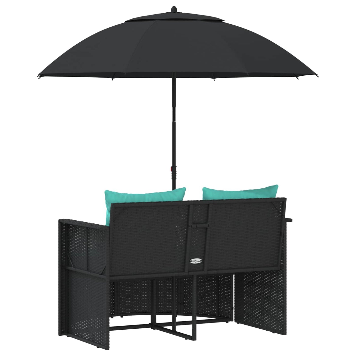 Tuinbank met kussen 8 pcs Zwart en Turquoise poly rattan is nu te koop bij PeponiXL, paradijselijk wonen!