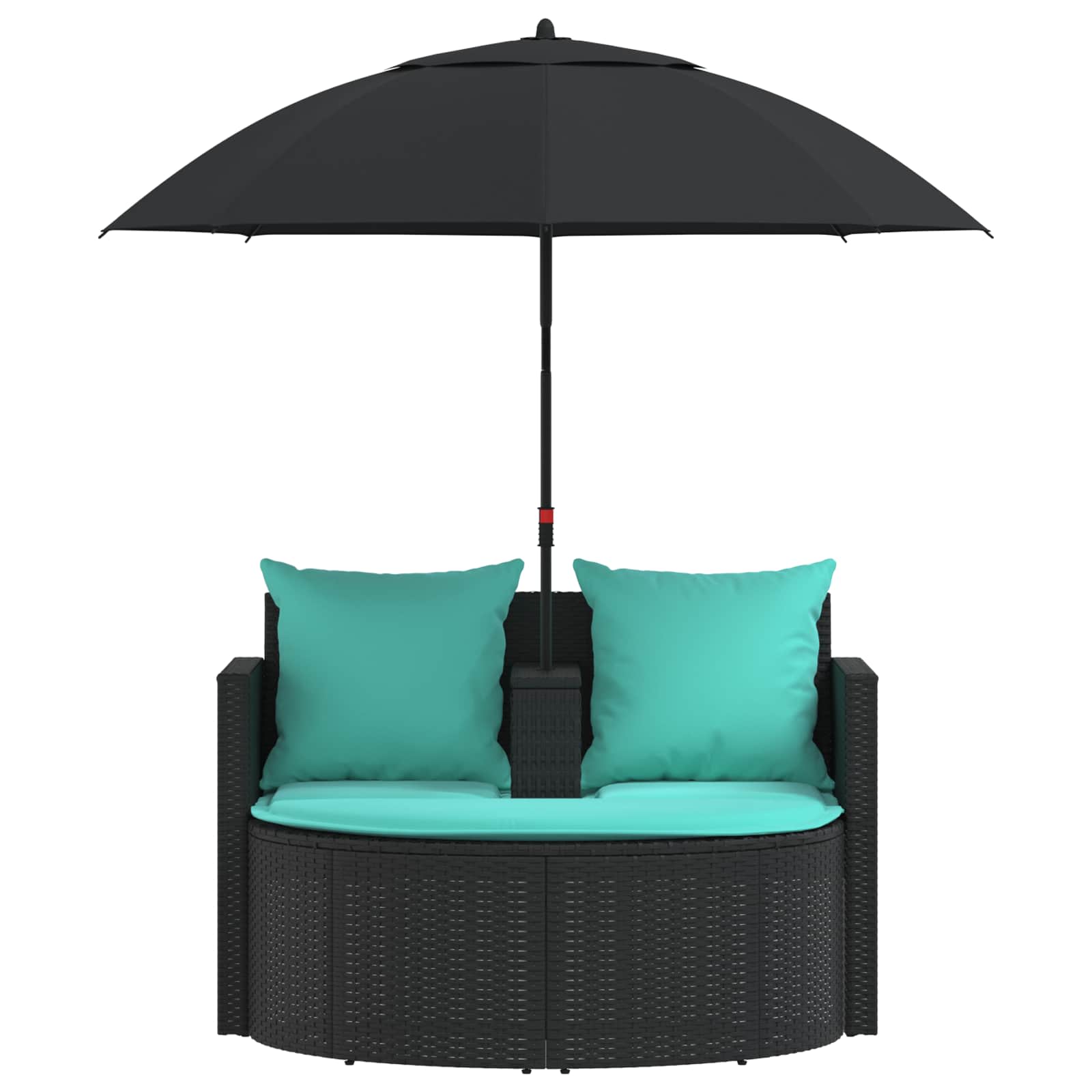 Tuinbank met kussen 8 pcs Zwart en Turquoise poly rattan is nu te koop bij PeponiXL, paradijselijk wonen!