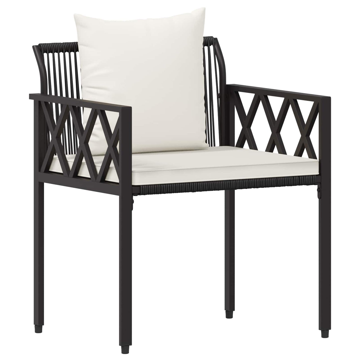 tuinmeubelset 4 pcs Zwart en Cream Wit poly rattan