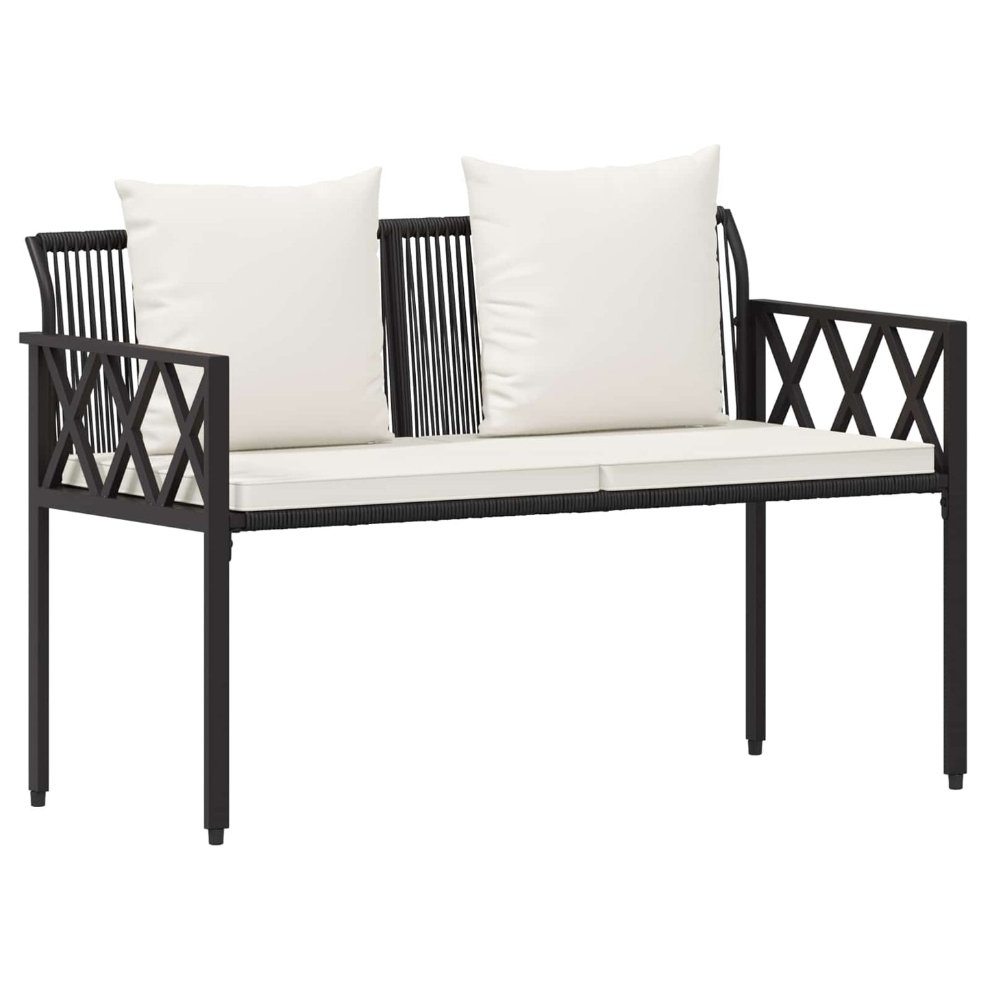tuinmeubelset 4 pcs Zwart en Cream Wit poly rattan