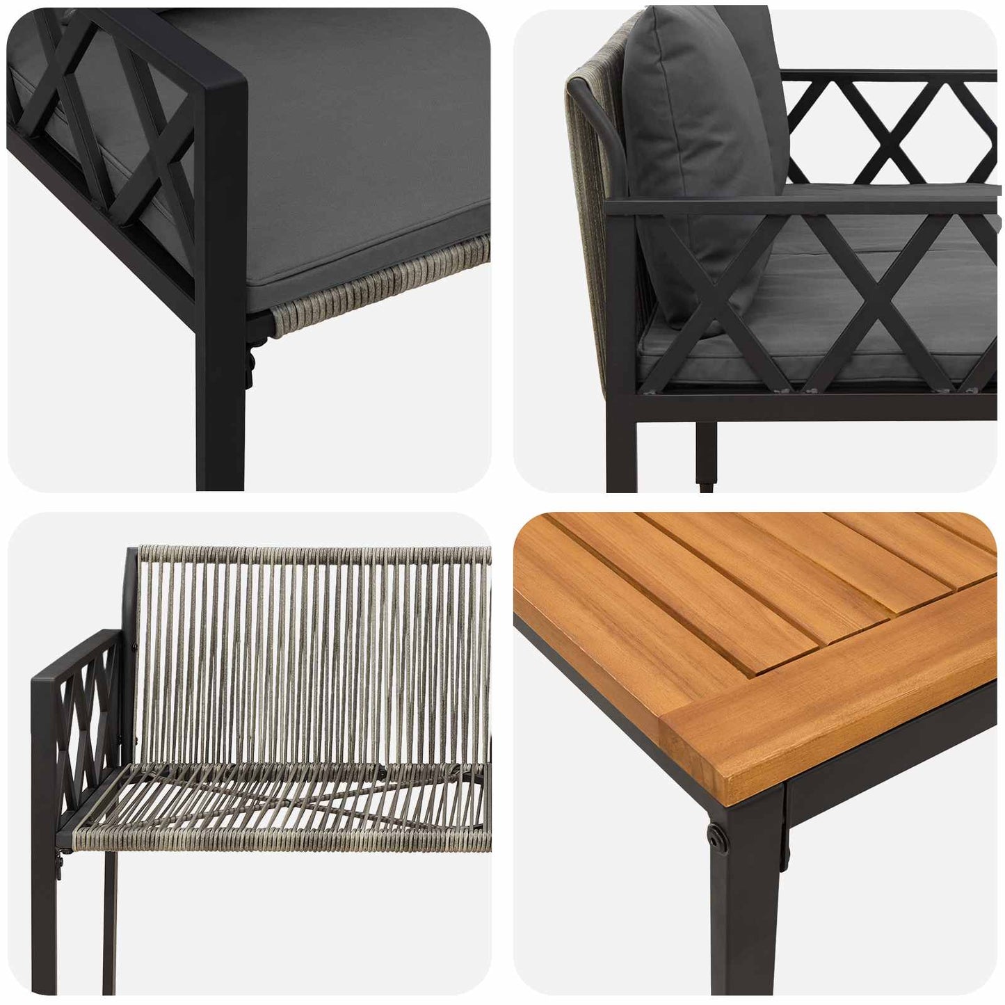 tuinmeubelset 4 pcs Grijs en Donkergrijs poly rattan