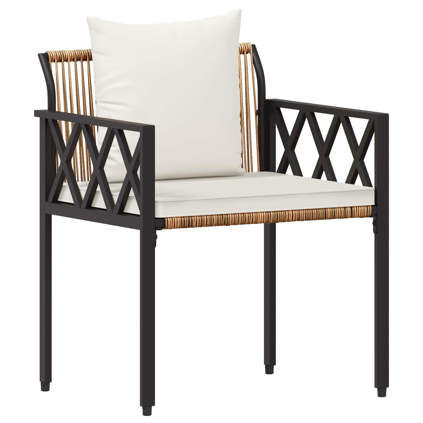 tuinmeubelset 4 pcs Bruin en Crème Wit poly rattan