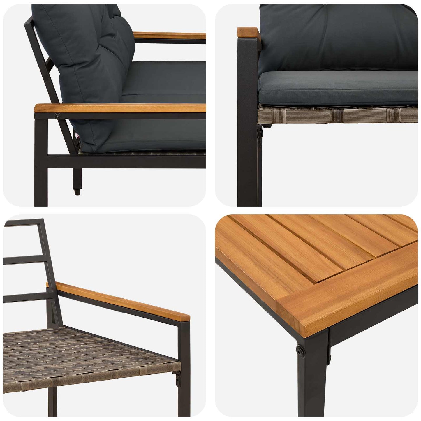 tuinmeubelset 4 pcs Donkergrijs poly rattan