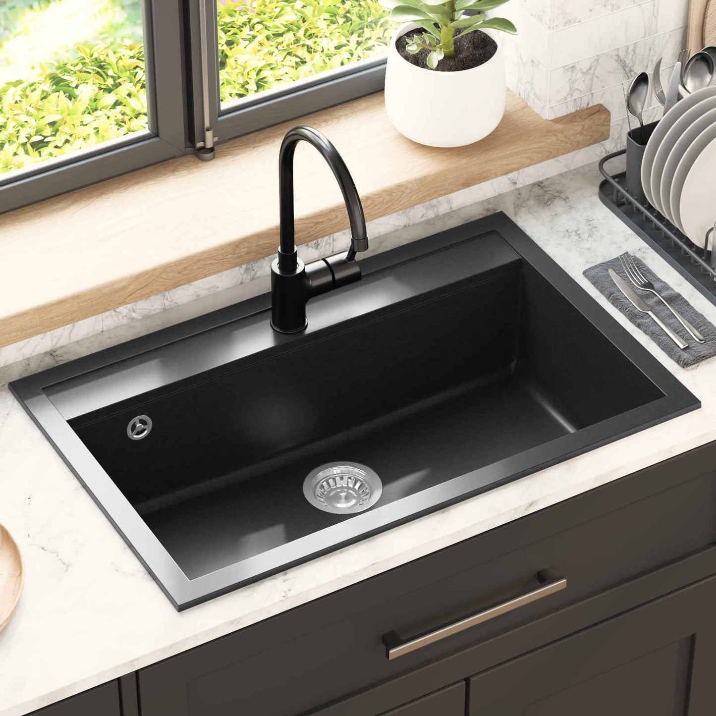 Wasbak Zwart 795 x 505 mm Graniet is nu te koop bij PeponiXL, paradijselijk wonen!