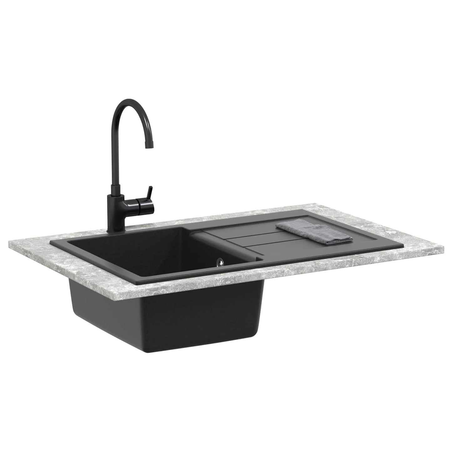 Wasbak Zwart 780 x 500 mm 80% Kwarts en 20% Hars is nu te koop bij PeponiXL, paradijselijk wonen!