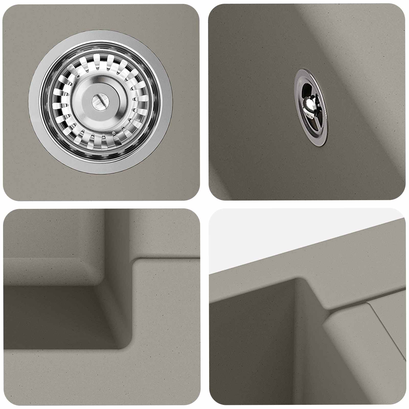 Wasbak Grijs 780 x 500 mm 80% Kwarts en 20% Hars is nu te koop bij PeponiXL, paradijselijk wonen!