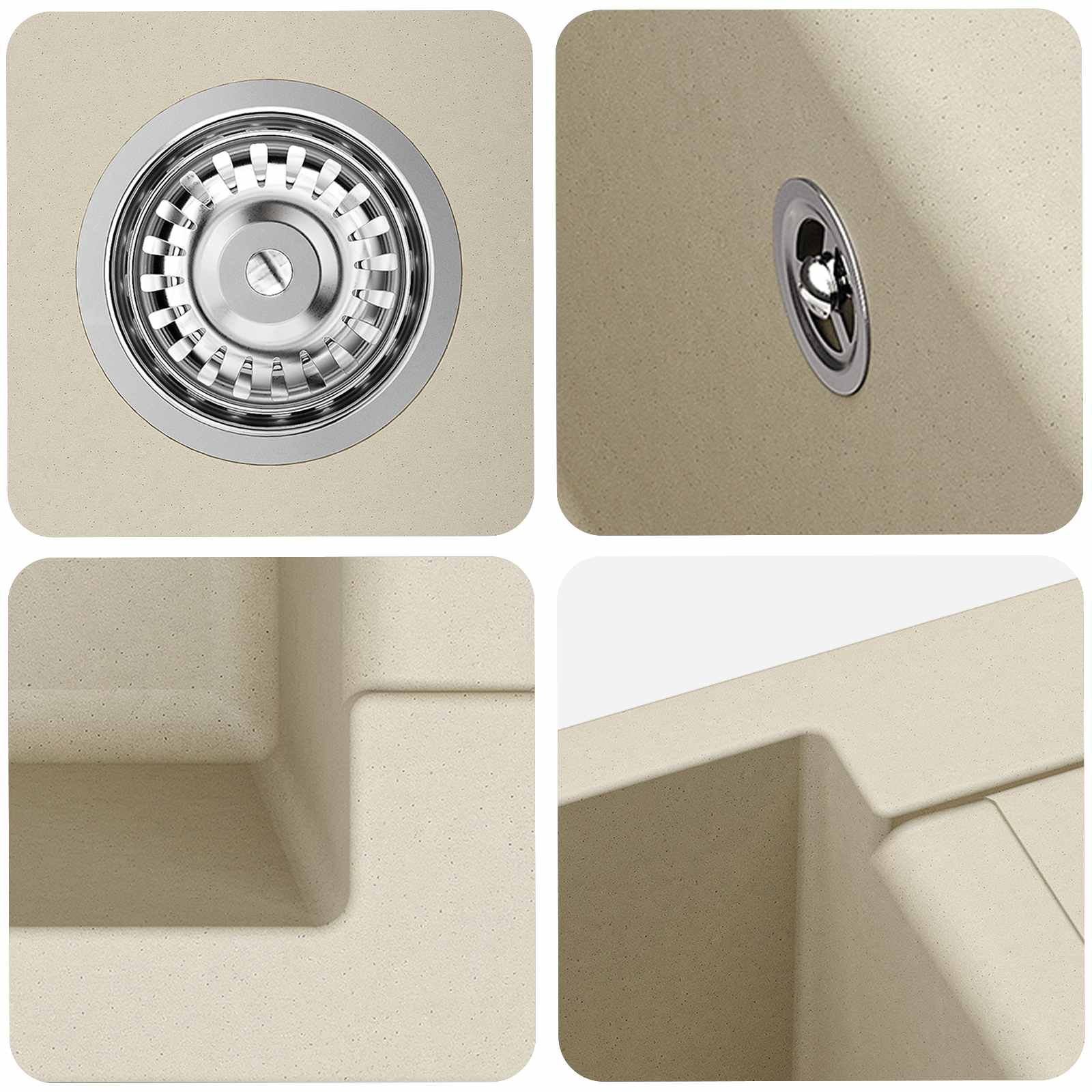 Wasbak Beige 780 x 500 mm 80% Kwarts en 20% Hars is nu te koop bij PeponiXL, paradijselijk wonen!