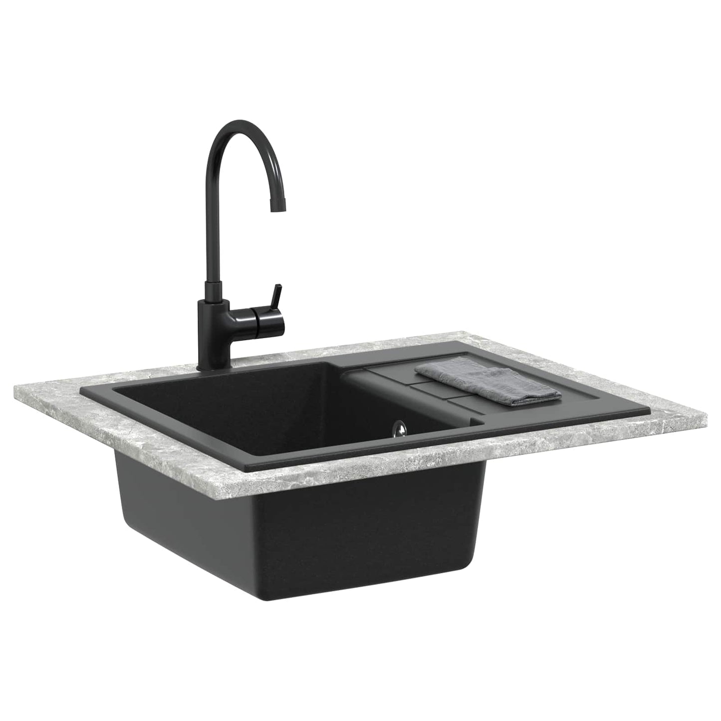 Wasbak Zwart 620 x 500 mm 80% Kwarts en 20% Hars is nu te koop bij PeponiXL, paradijselijk wonen!