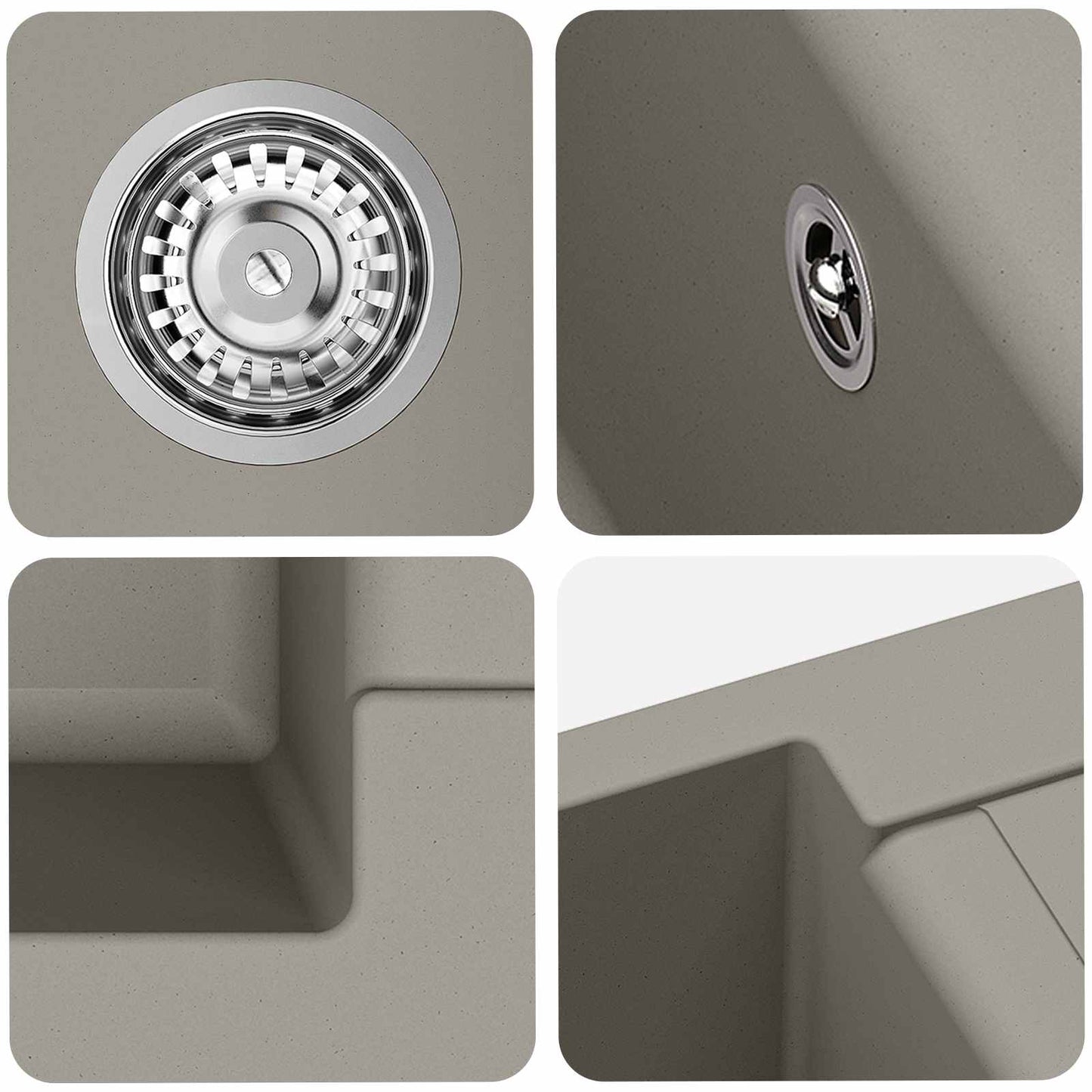 Wasbak Grijs 620 x 500 mm 80% Kwarts en 20% Hars is nu te koop bij PeponiXL, paradijselijk wonen!