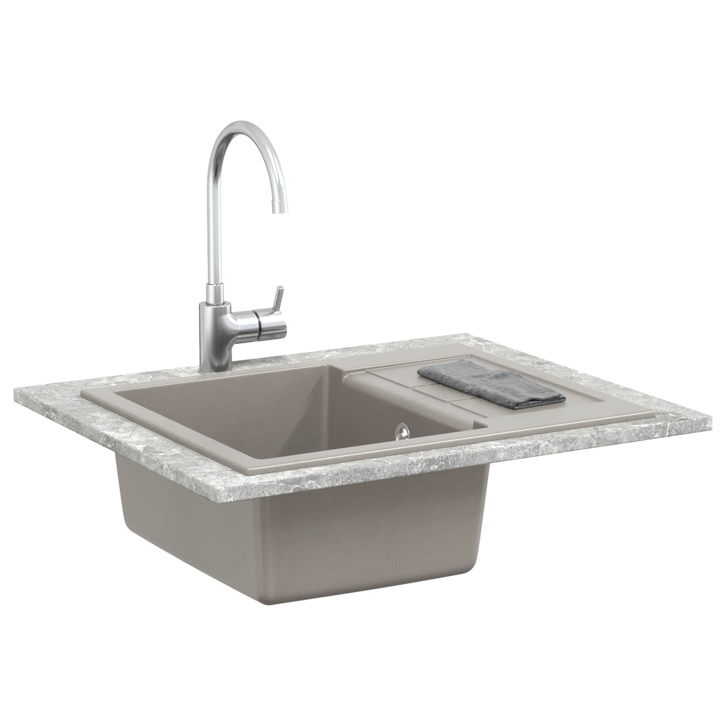 Wasbak Grijs 620 x 500 mm 80% Kwarts en 20% Hars is nu te koop bij PeponiXL, paradijselijk wonen!