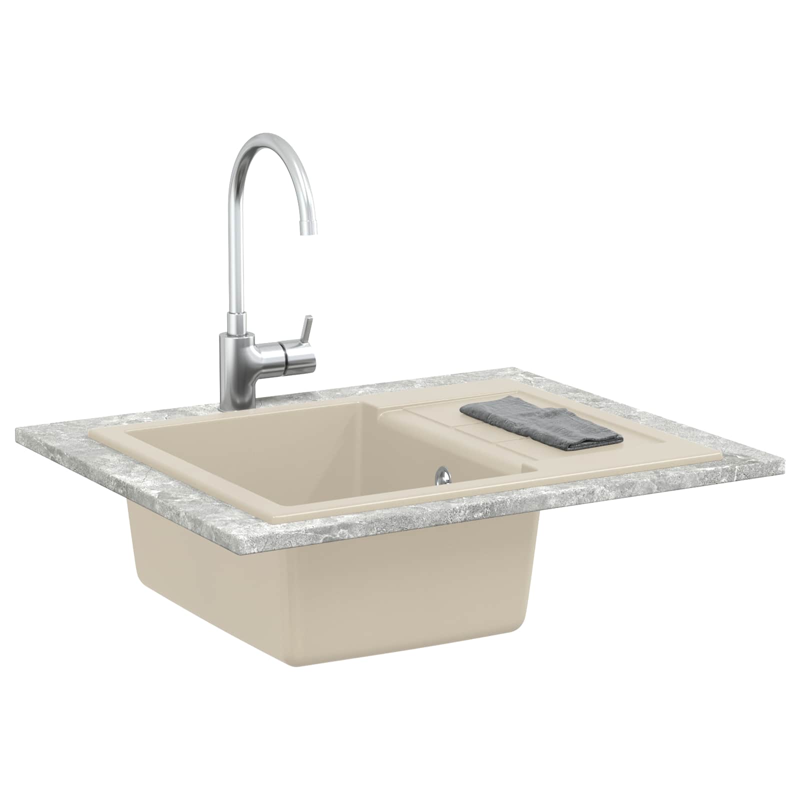 Wasbak Beige 620 x 500 mm 80% Kwarts en 20% Hars is nu te koop bij PeponiXL, paradijselijk wonen!