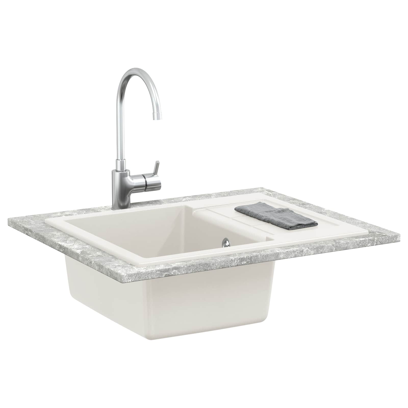 Wasbak Wit 620 x 500 mm 80% Kwarts en 20% Hars is nu te koop bij PeponiXL, paradijselijk wonen!