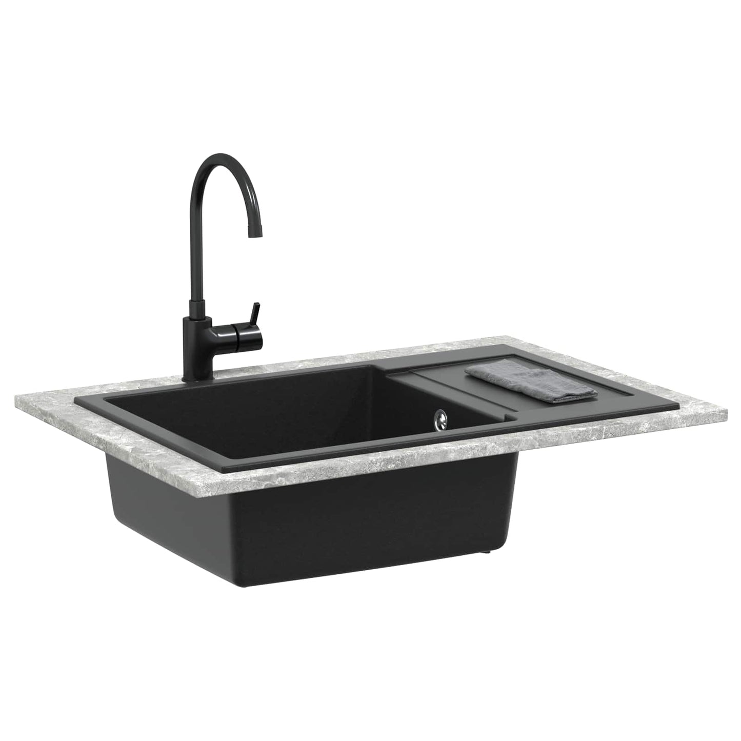 Wasbak Zwart 780 x 500 mm 80% Kwarts en 20% Hars is nu te koop bij PeponiXL, paradijselijk wonen!