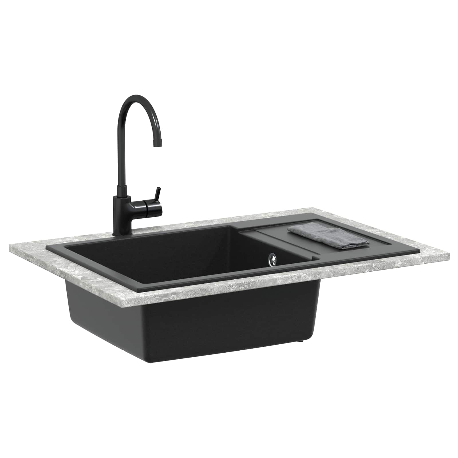 Wasbak Zwart 780 x 500 mm 80% Kwarts en 20% Hars is nu te koop bij PeponiXL, paradijselijk wonen!