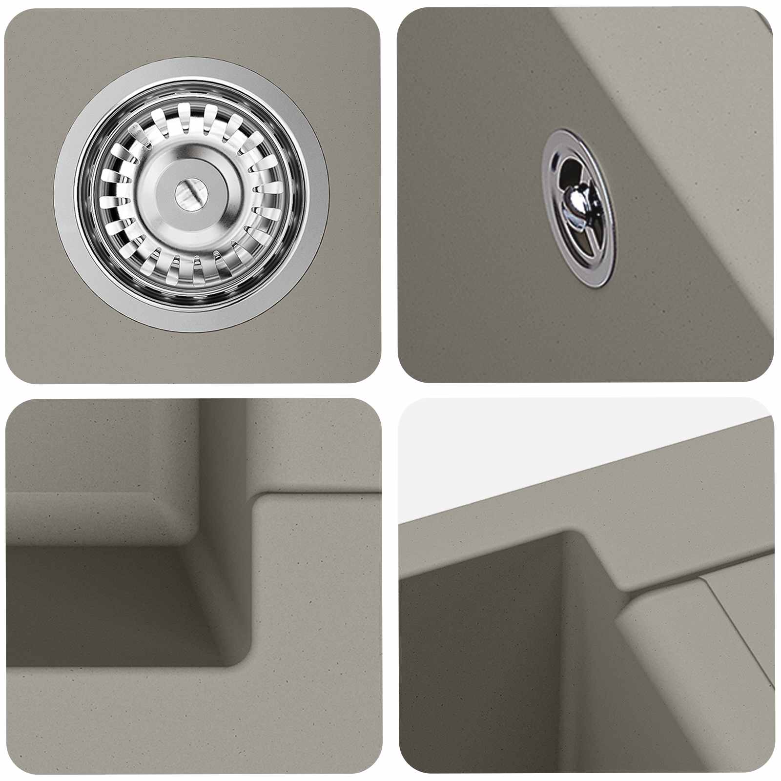 Wasbak Grijs 780 x 500 mm 80% Kwarts en 20% Hars is nu te koop bij PeponiXL, paradijselijk wonen!