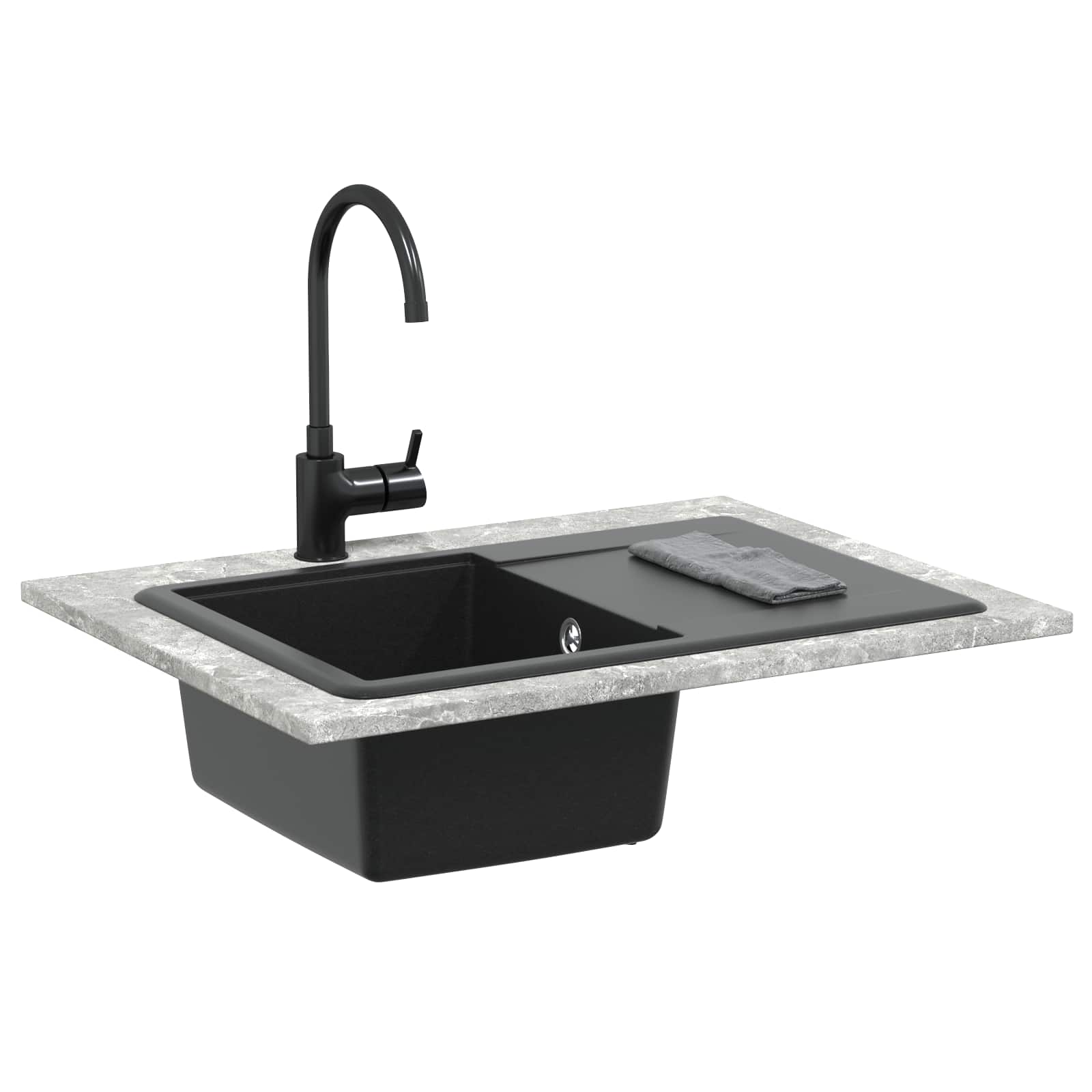 Wasbak Zwart 670 x 460 mm Graniet is nu te koop bij PeponiXL, paradijselijk wonen!