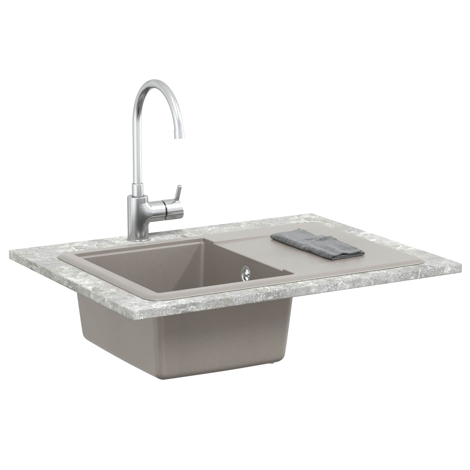 Wasbak Grijs 670 x 460 mm 80% Kwarts en 20% Hars is nu te koop bij PeponiXL, paradijselijk wonen!