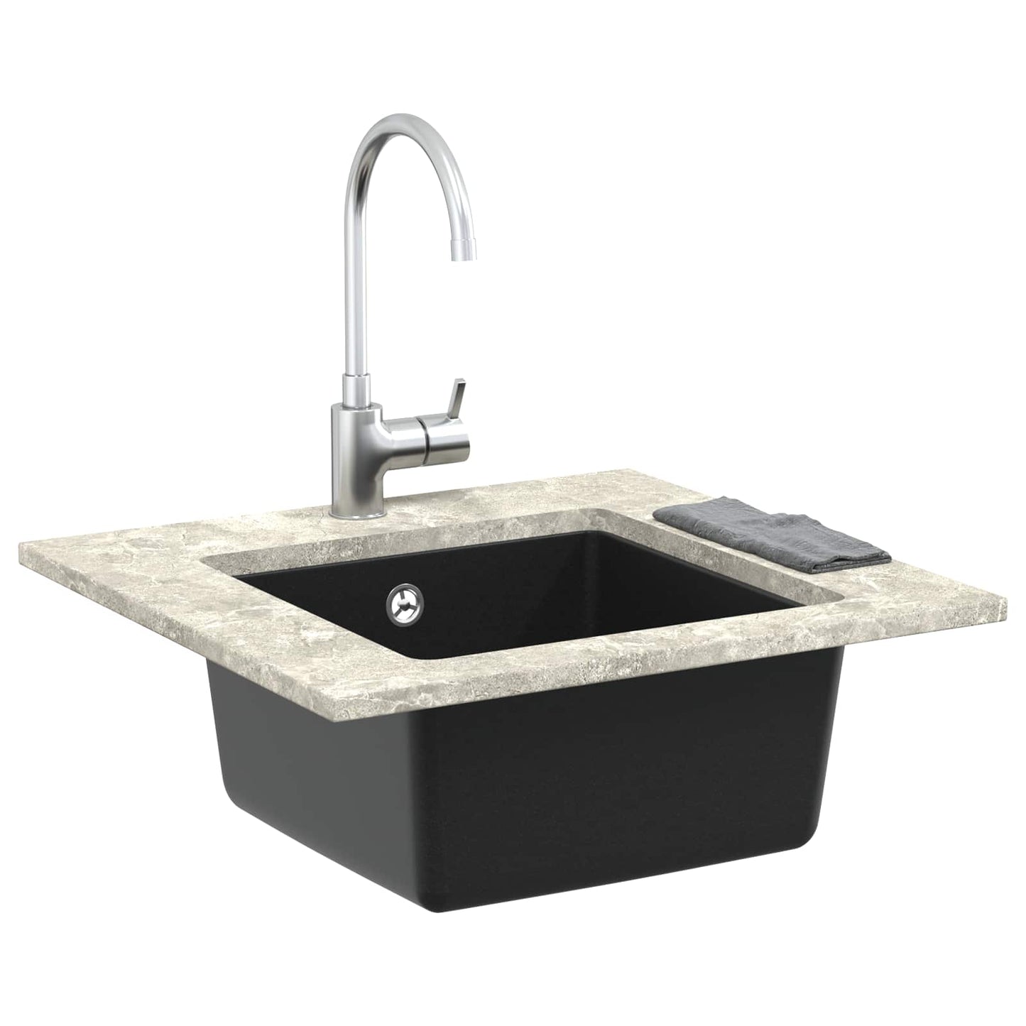 Wasbak Zwart 430 x 460 mm 80% Kwarts en 20% Hars is nu te koop bij PeponiXL, paradijselijk wonen!