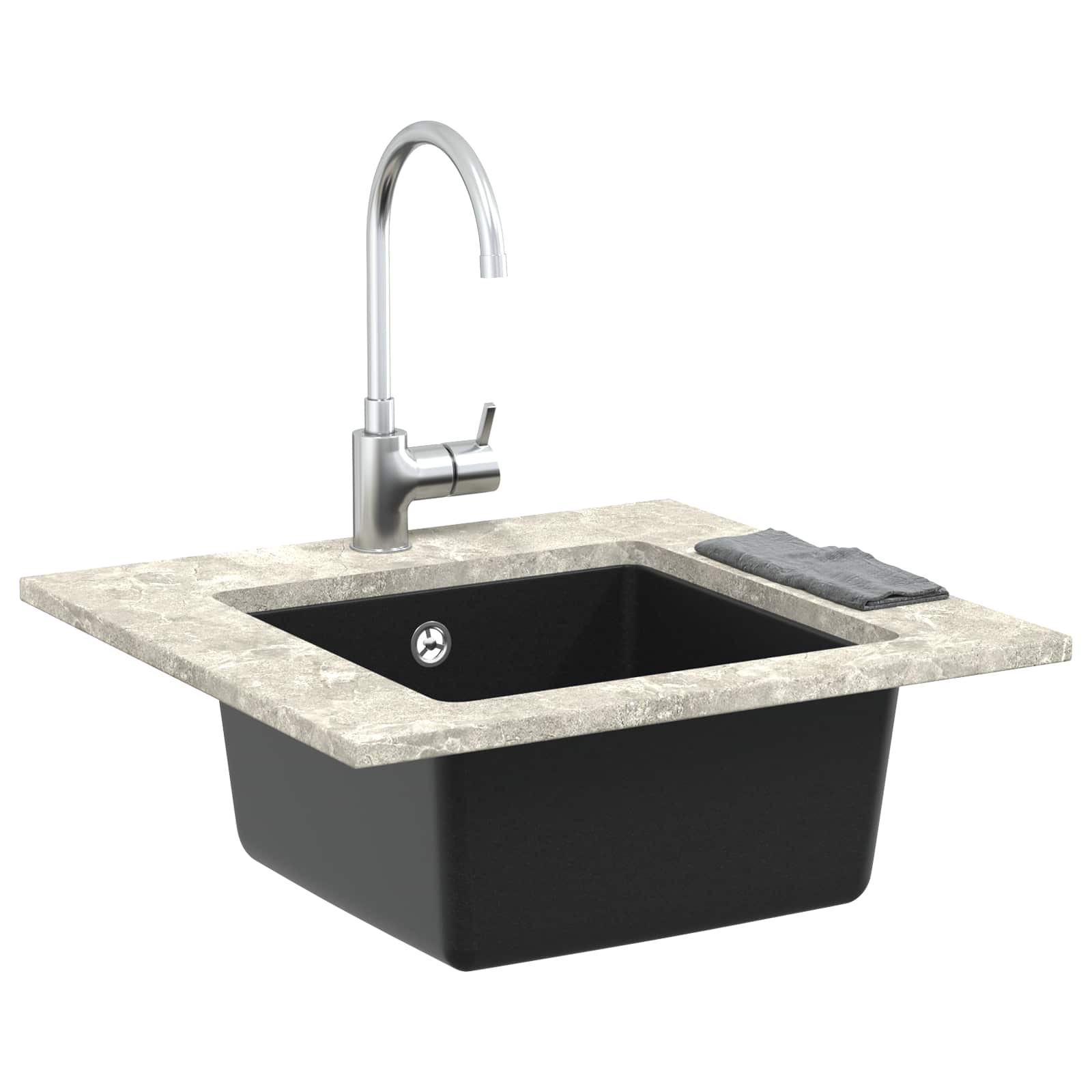 Wasbak Zwart 430 x 460 mm 80% Kwarts en 20% Hars is nu te koop bij PeponiXL, paradijselijk wonen!