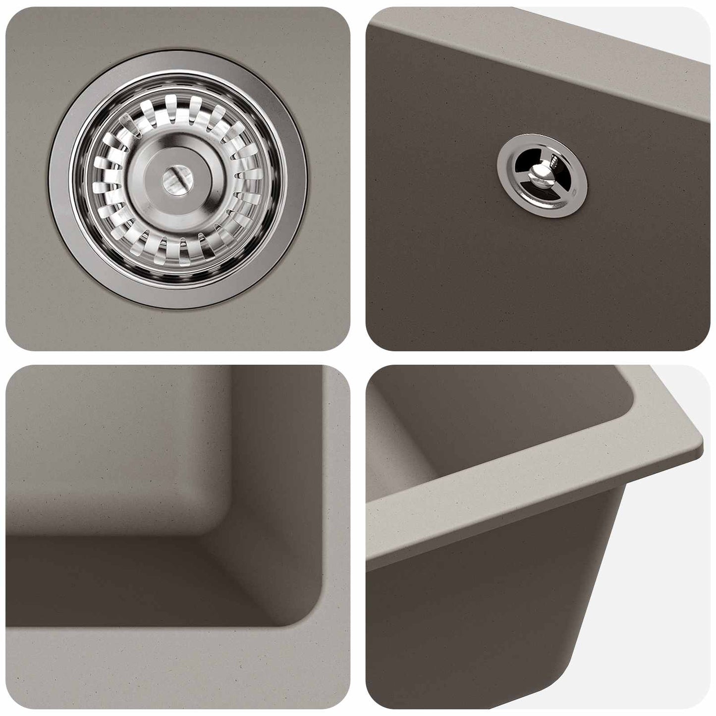 Wasbak Grijs 430 x 460 mm 80% Kwarts en 20% Hars is nu te koop bij PeponiXL, paradijselijk wonen!