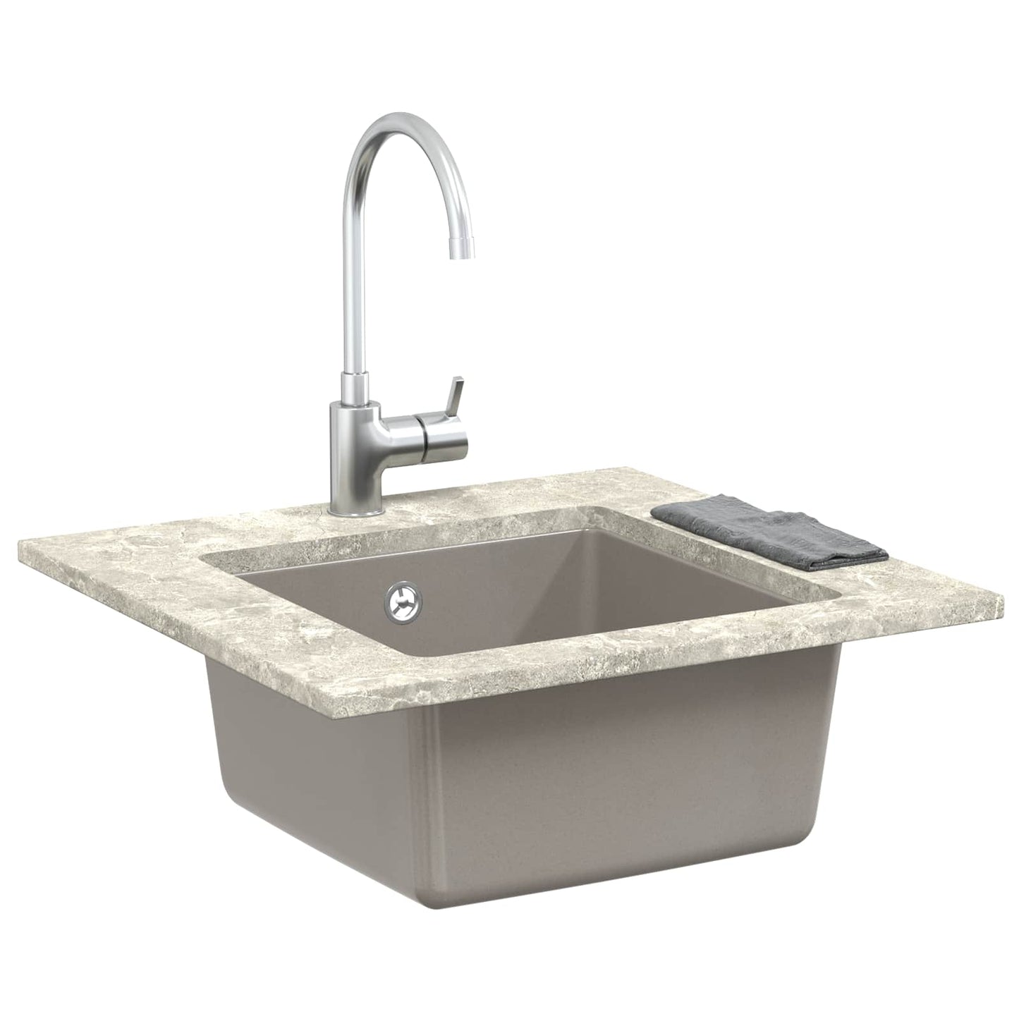 Wasbak Grijs 430 x 460 mm 80% Kwarts en 20% Hars is nu te koop bij PeponiXL, paradijselijk wonen!