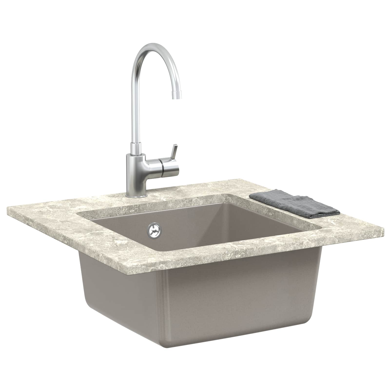 Wasbak Grijs 430 x 460 mm 80% Kwarts en 20% Hars is nu te koop bij PeponiXL, paradijselijk wonen!