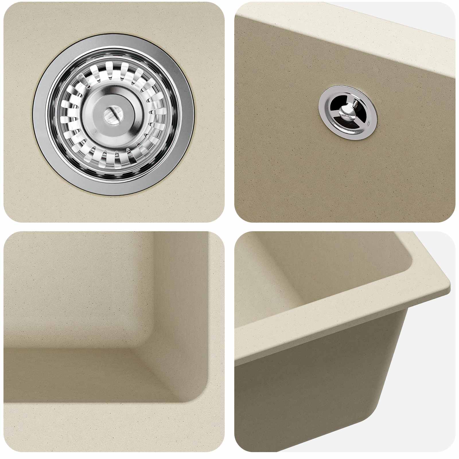 Wasbak Beige 430 x 460 mm 80% Kwarts en 20% Hars is nu te koop bij PeponiXL, paradijselijk wonen!