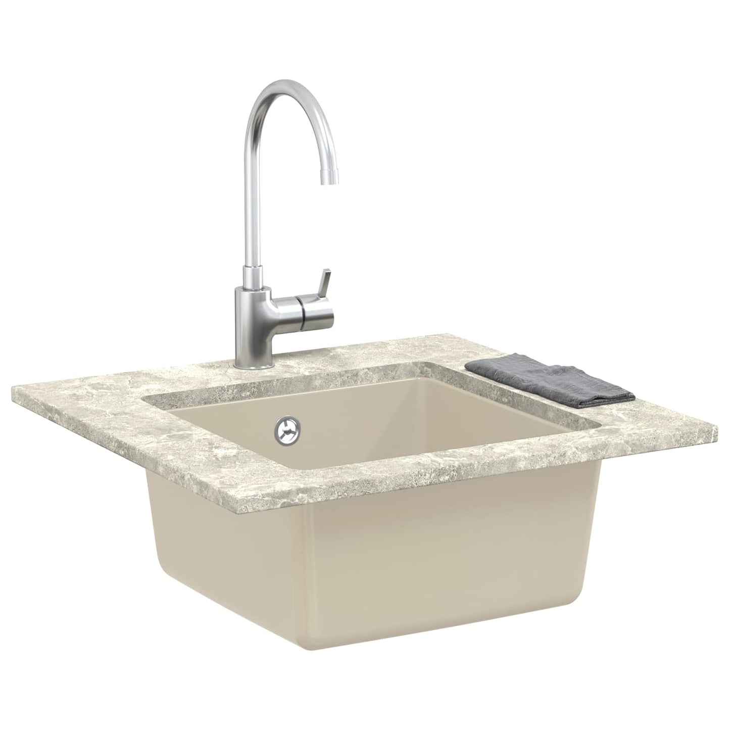 Wasbak Beige 430 x 460 mm 80% Kwarts en 20% Hars is nu te koop bij PeponiXL, paradijselijk wonen!