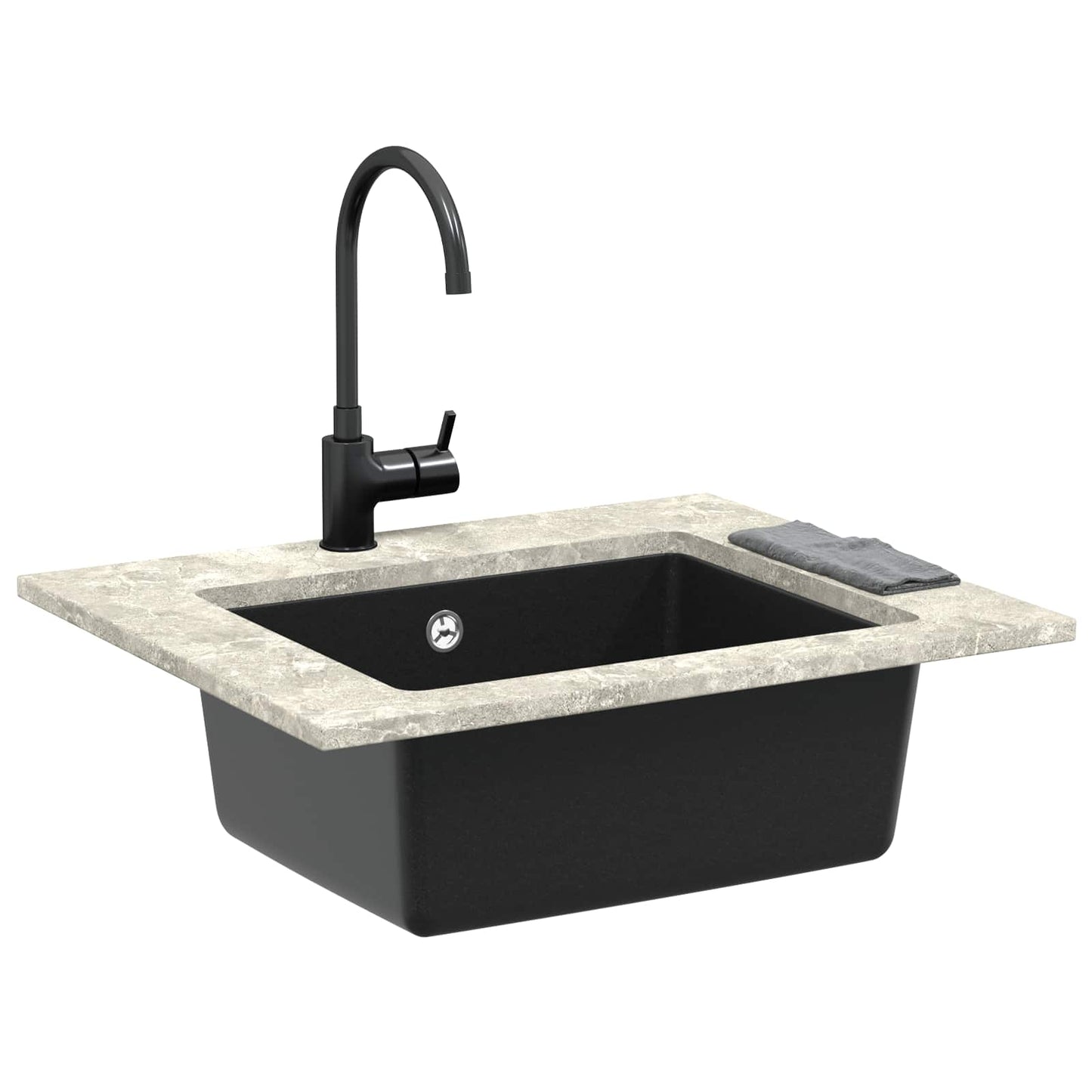 Wasbak Zwart 530 x 460 mm 80% Kwarts en 20% Hars is nu te koop bij PeponiXL, paradijselijk wonen!