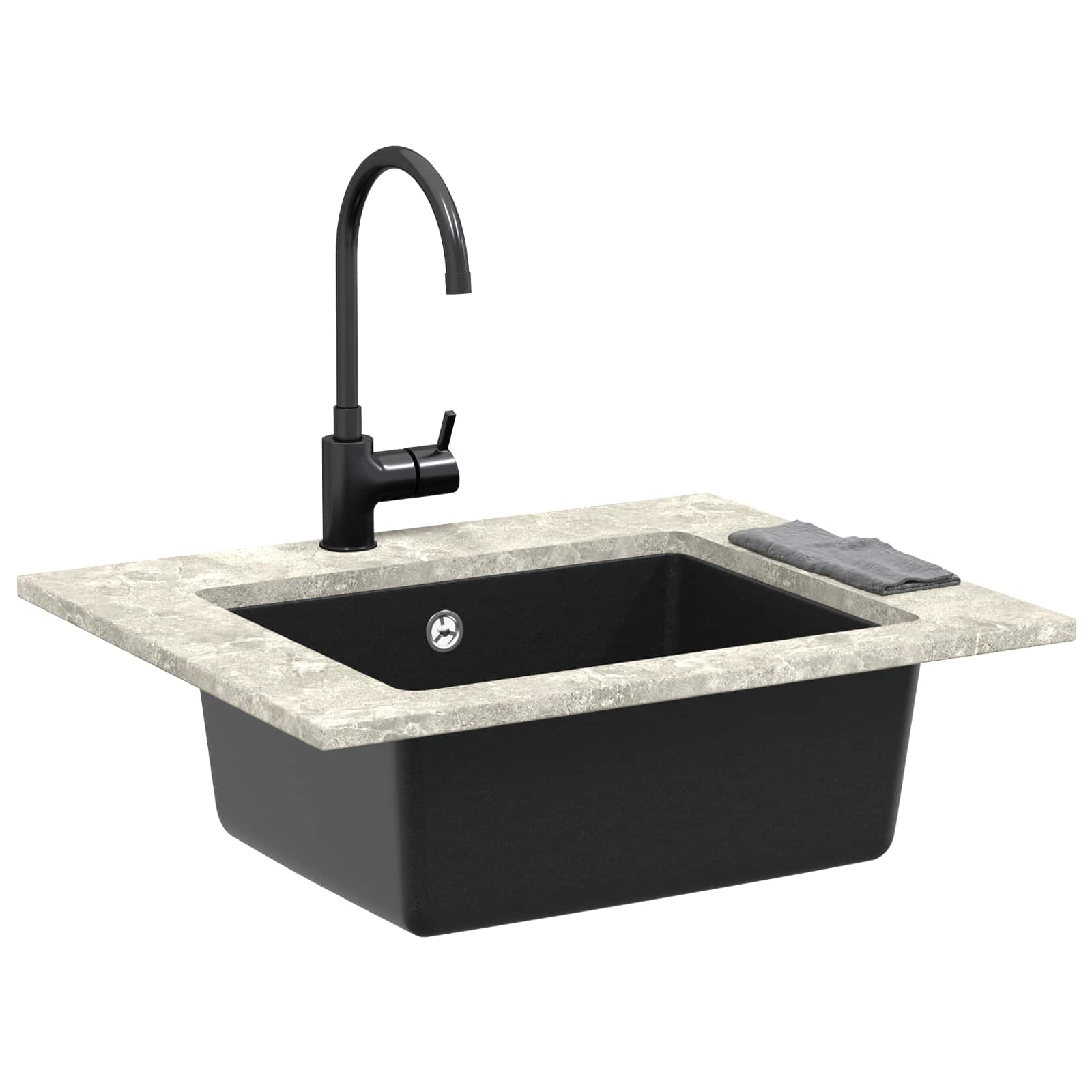 Wasbak Zwart 530 x 460 mm 80% Kwarts en 20% Hars is nu te koop bij PeponiXL, paradijselijk wonen!