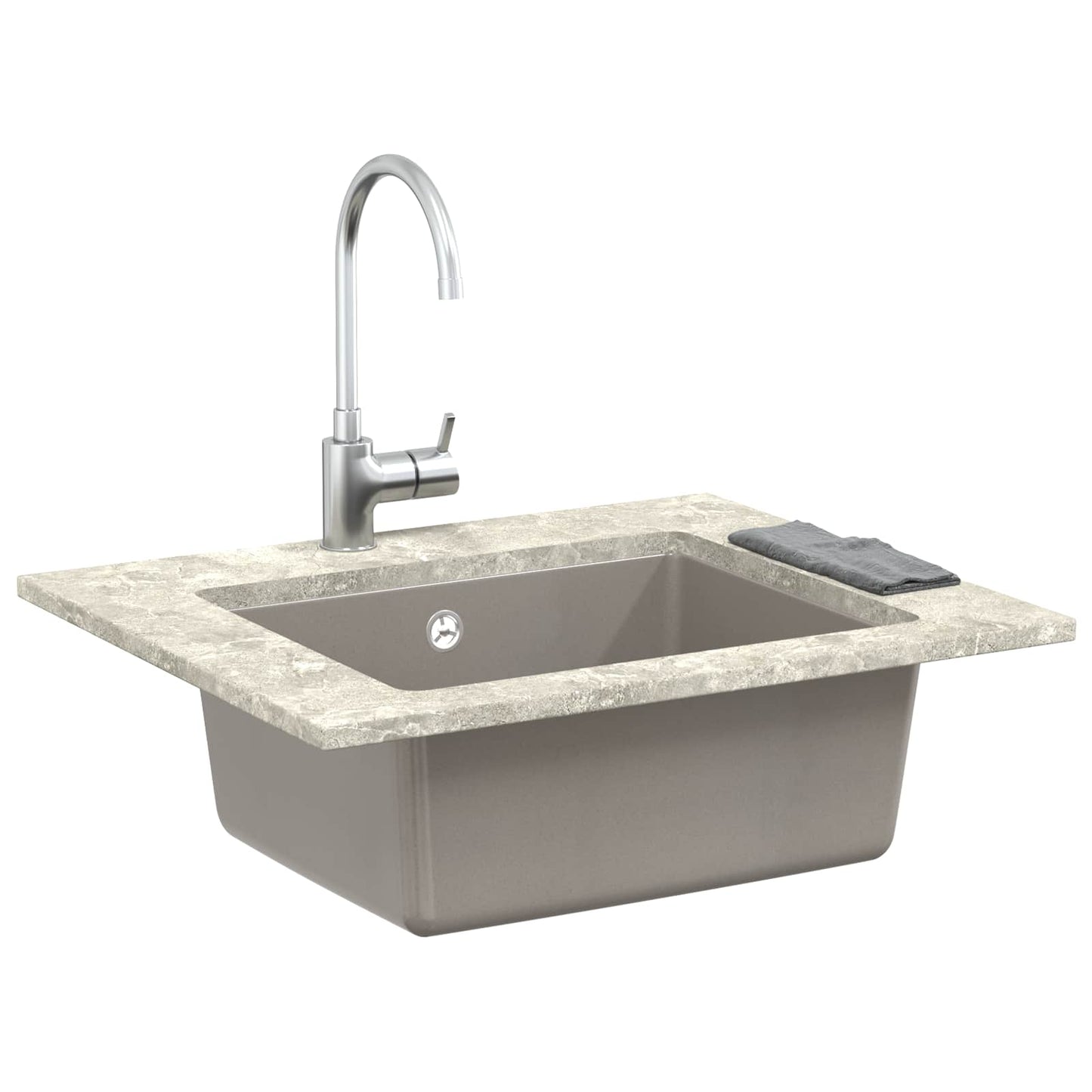 Wasbak Grijs 530 x 460 mm 80% Kwarts en 20% Hars is nu te koop bij PeponiXL, paradijselijk wonen!