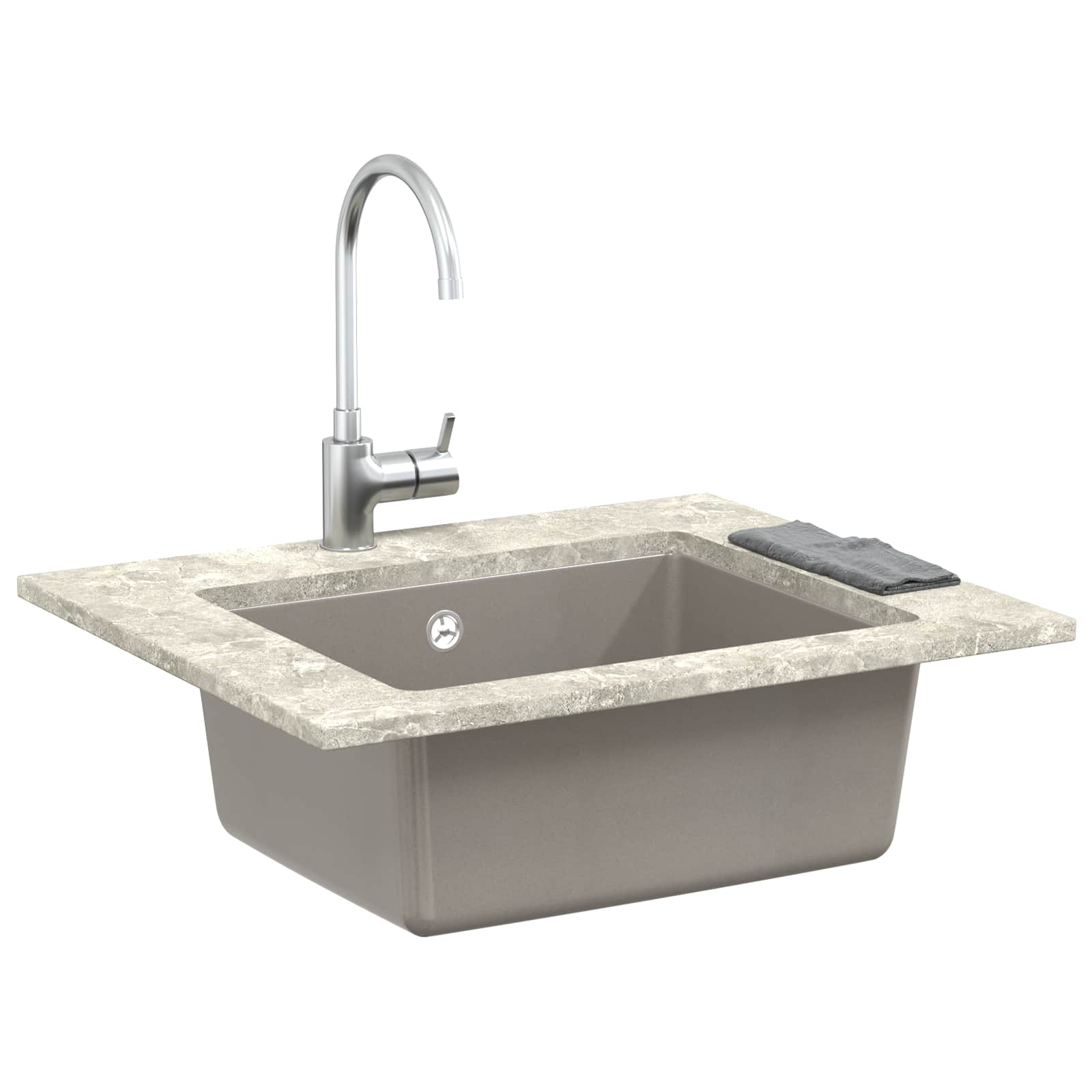 Wasbak Grijs 530 x 460 mm 80% Kwarts en 20% Hars is nu te koop bij PeponiXL, paradijselijk wonen!