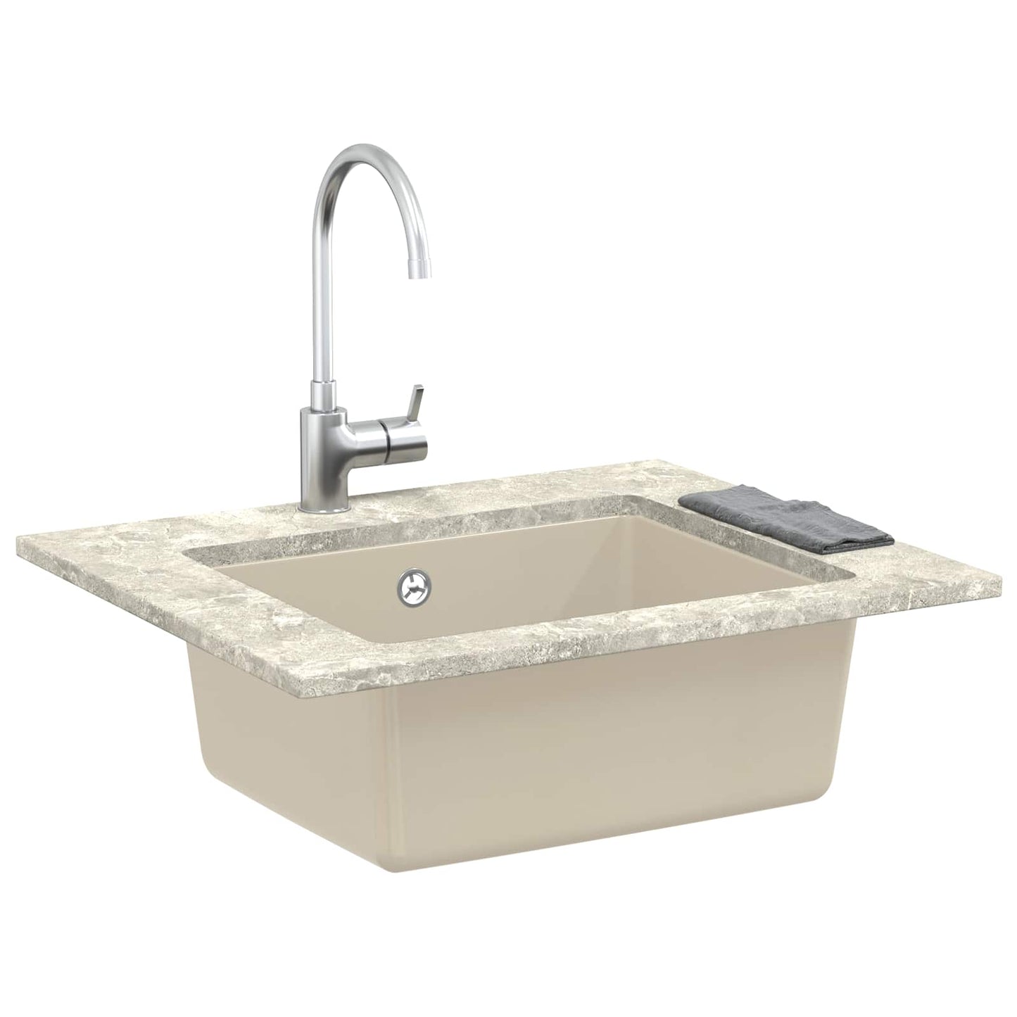 Wasbak Beige 530 x 460 mm 80% Kwarts en 20% Hars is nu te koop bij PeponiXL, paradijselijk wonen!