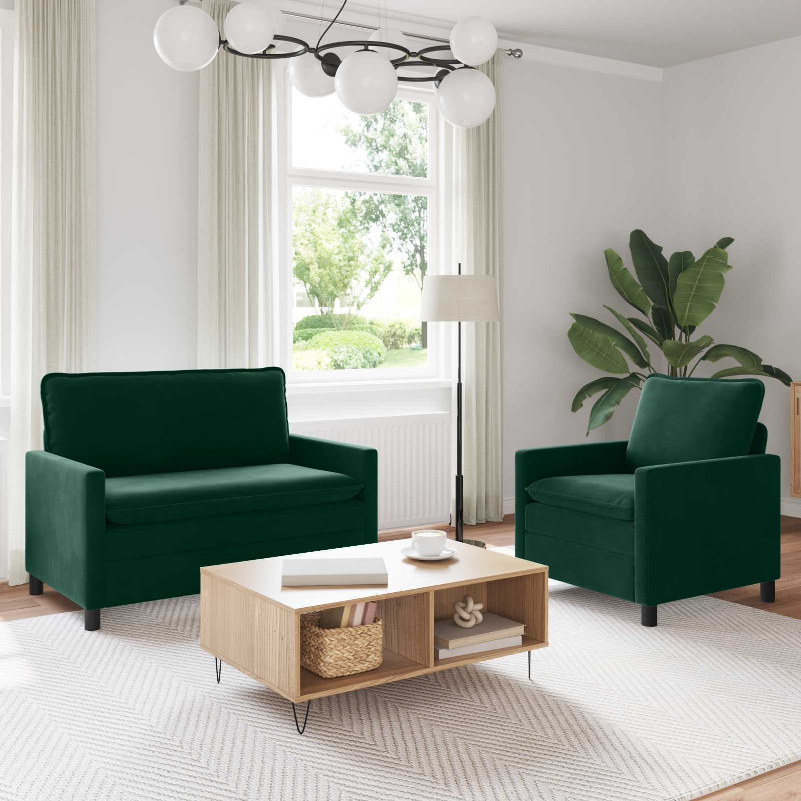Bankstel 2 pcs Donkergroen Fluweel is nu te koop bij PeponiXL, paradijselijk wonen!