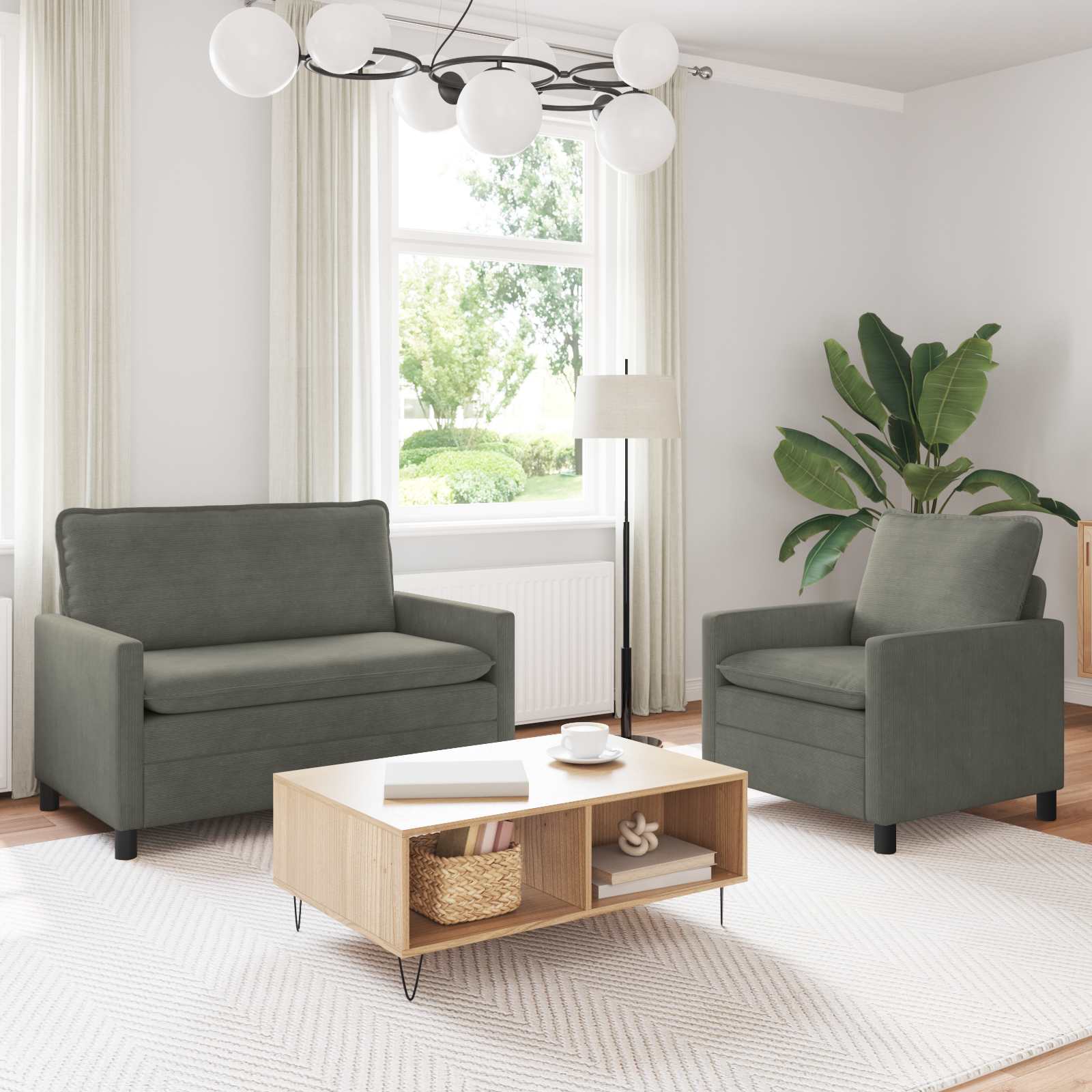 Bankstel 2 pcs Lichtgrijs Stof is nu te koop bij PeponiXL, paradijselijk wonen!