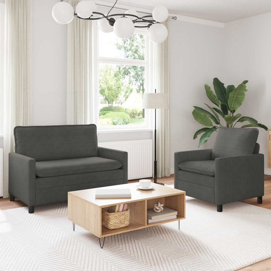 Bankstel 2 pcs Donkergrijs Stof is nu te koop bij PeponiXL, paradijselijk wonen!
