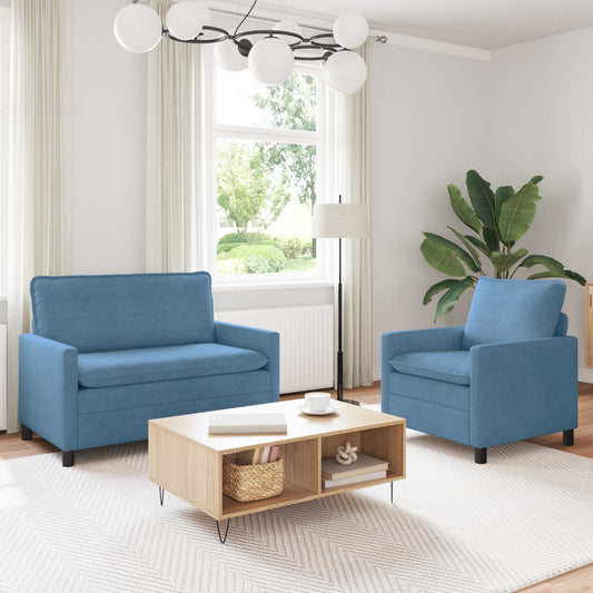 Bankstel 2 pcs Blauw Stof is nu te koop bij PeponiXL, paradijselijk wonen!