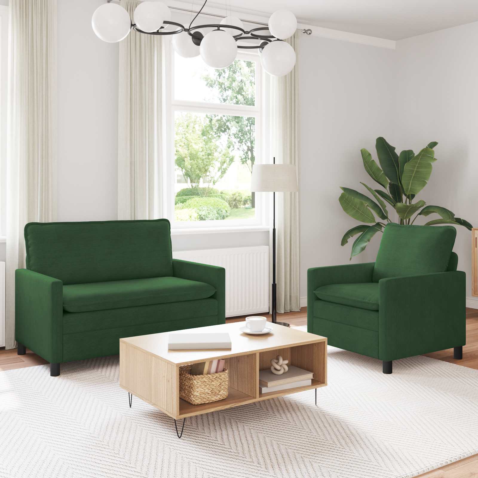 Bankstel 2 pcs Jungle Groen Stof is nu te koop bij PeponiXL, paradijselijk wonen!