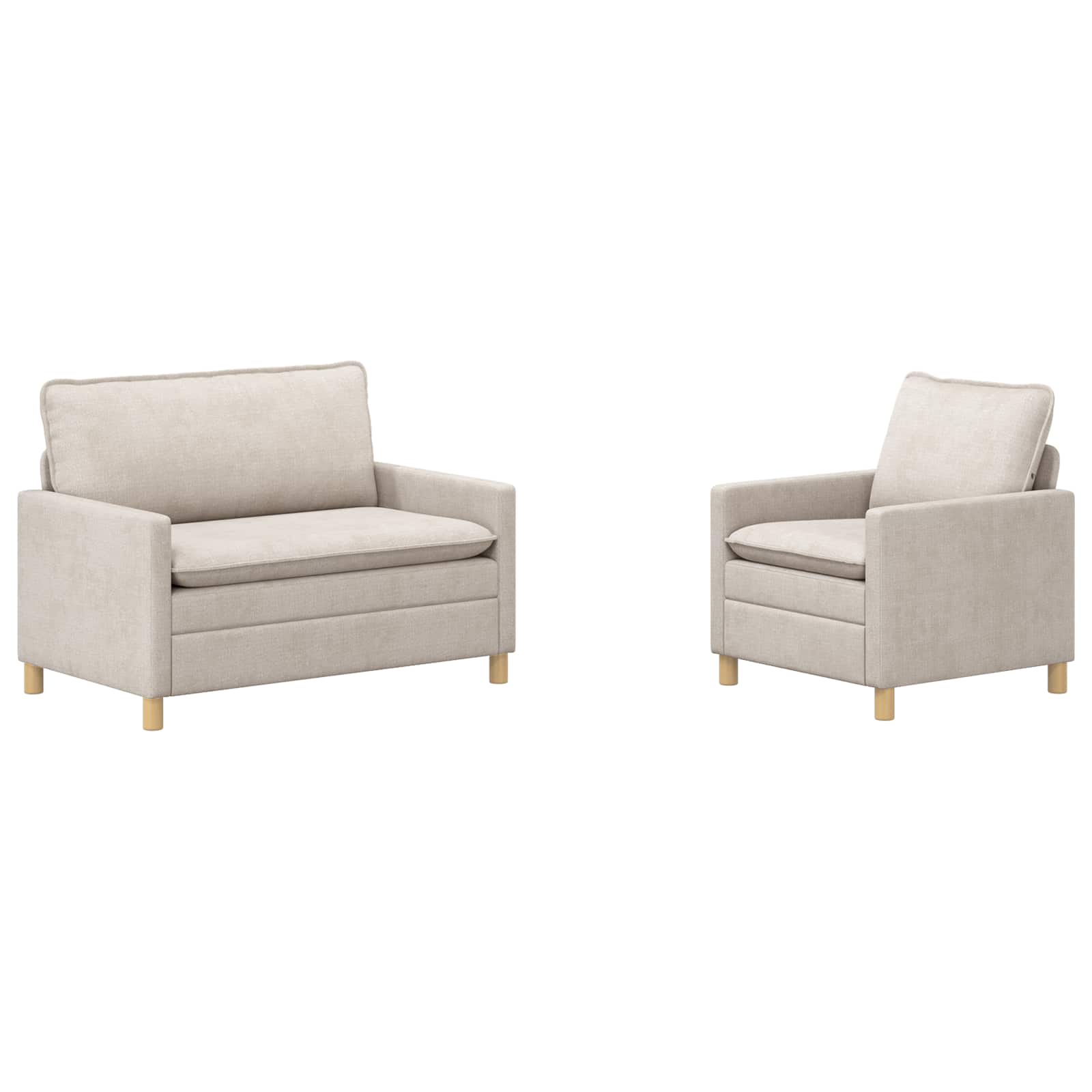 Bankstel 2 pcs Crèmekleurig Polyester is nu te koop bij PeponiXL, paradijselijk wonen!