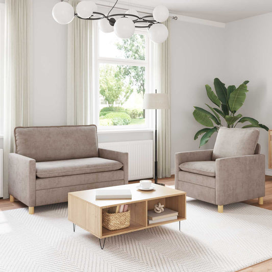 Bankstel 2 pcs Beige Polyester is nu te koop bij PeponiXL, paradijselijk wonen!