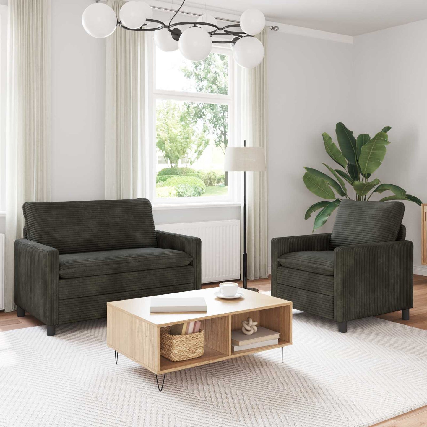 Bankstel 2 pcs Antracietkleurig Polyester is nu te koop bij PeponiXL, paradijselijk wonen!