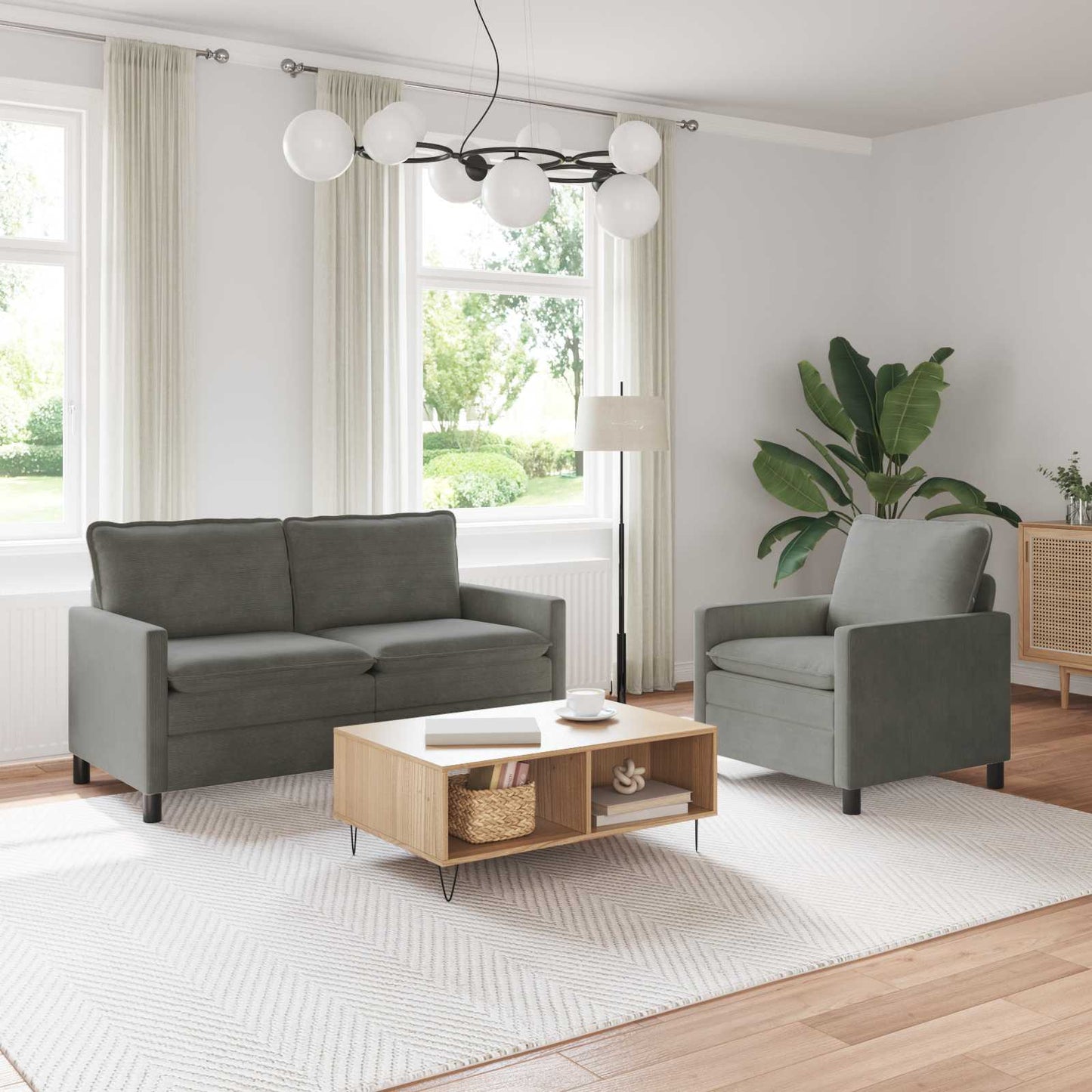 Bankstel 2 pcs Lichtgrijs Stof is nu te koop bij PeponiXL, paradijselijk wonen!