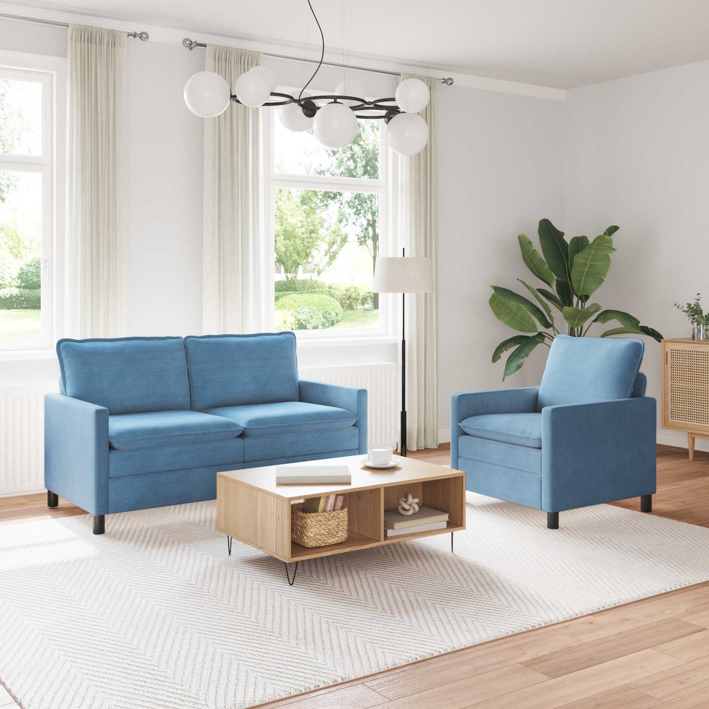Bankstel 2 pcs Blauw Stof is nu te koop bij PeponiXL, paradijselijk wonen!