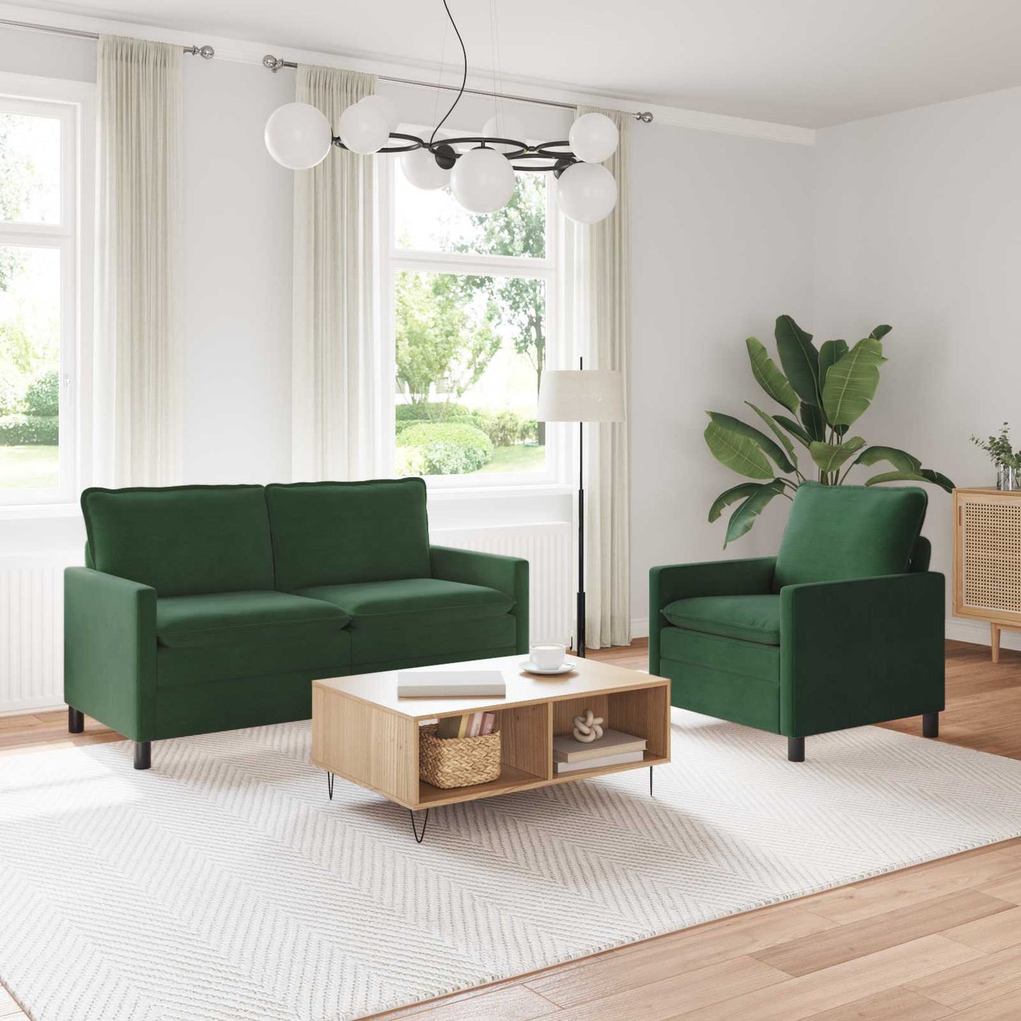 Bankstel 2 pcs Jungle Groen Stof is nu te koop bij PeponiXL, paradijselijk wonen!