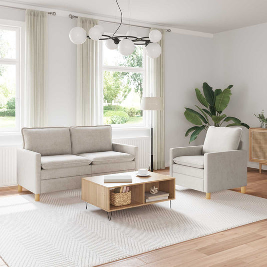 Bankstel 2 pcs Crèmekleurig Polyester is nu te koop bij PeponiXL, paradijselijk wonen!