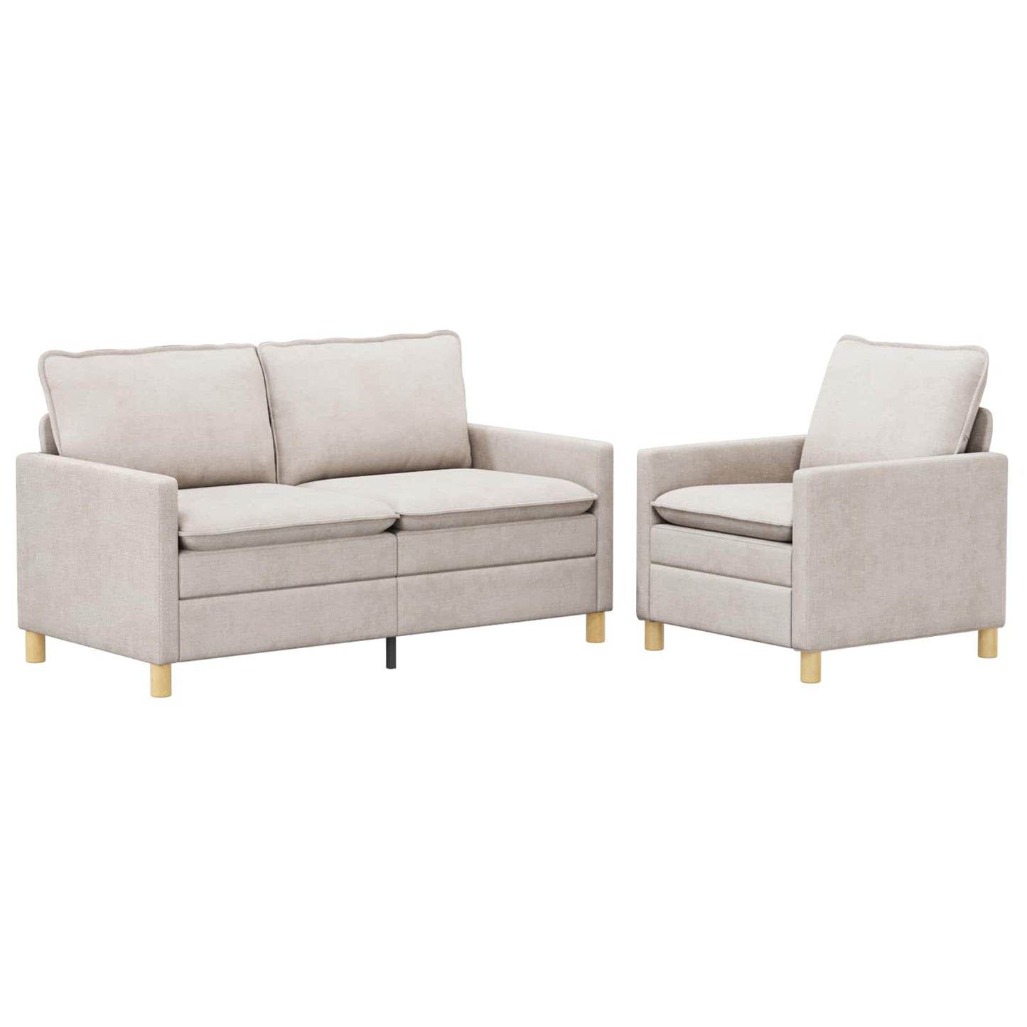Bankstel 2 pcs Crèmekleurig Polyester is nu te koop bij PeponiXL, paradijselijk wonen!