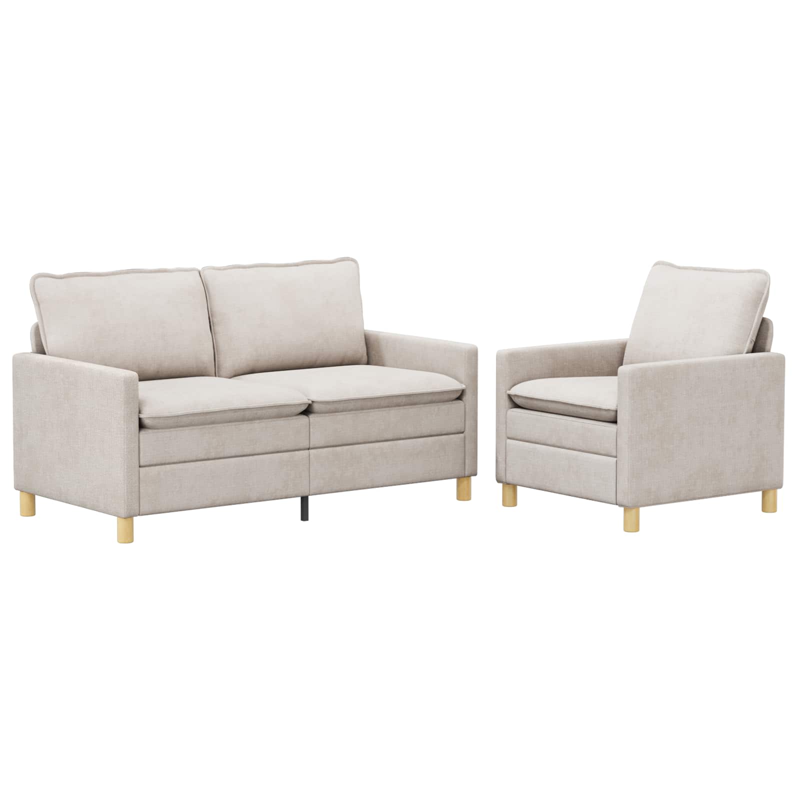 Bankstel 2 pcs Crèmekleurig Polyester is nu te koop bij PeponiXL, paradijselijk wonen!
