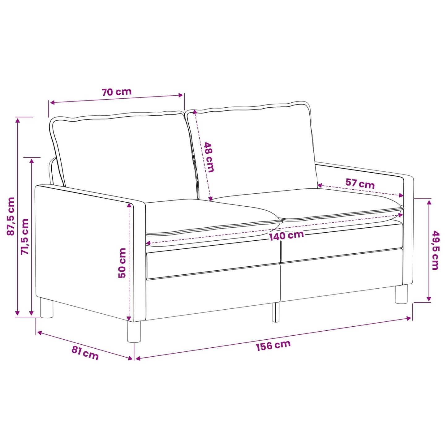 Bankstel 2 pcs Crèmekleurig Polyester is nu te koop bij PeponiXL, paradijselijk wonen!